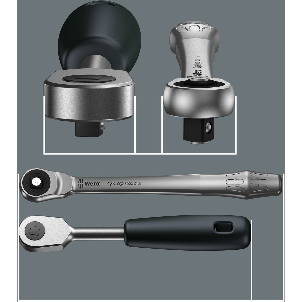 Wera 8100 sc 7 zyklop metal-ratelset met doorsteekvierkant 1 2 aandrijving gereedschapsset ( 28-delig )