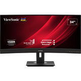 Viewsonic uwqhd curved docking monitor vg3456c 34 ultrawide (zwart (mat), 2x hdmi, 1x displayport, usb-a, usb-b, usb-c, lan, audio)