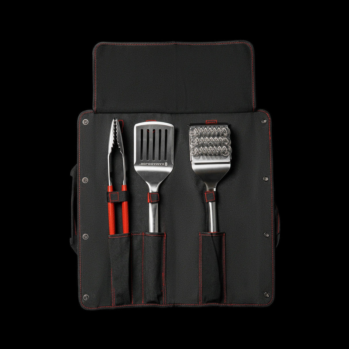 Kamado joe krafted stalen grillgereedschap accessoire set grillbestek (3-delig, inclusief canvas draagtas)