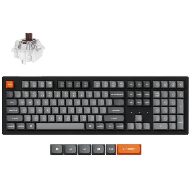 Keychron k10 max-h3 rgb mechanisch toetsenbord (zwart, us lay-out (qwerty), super brown, 100%, rgb leds, osa double-shot pbt, hot swap, usb-c | 2.4 ghz | bluetooth 5.1)