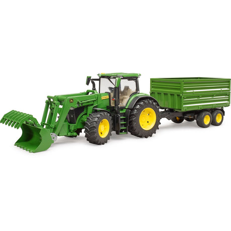Bruder john deere 7r 350 met frontlader en transportaanhanger modelvoertuig (03155)