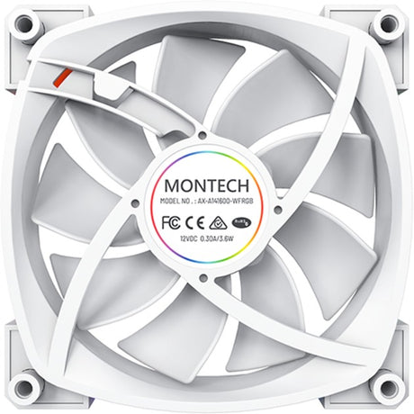 Montech ax140 fan pwm rgb case fan (wit, 140 x 140 x 25 mm)