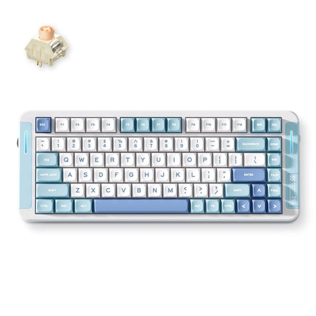 Mchose x75 v2 blue icy creamsicle custom mechanical keyboard (wit, us lay-out (qwerty), kailh box icy creamsicle, 75%, rgb, hot swap, double-shot pbt, draadloos | bluetooth | usb-c)