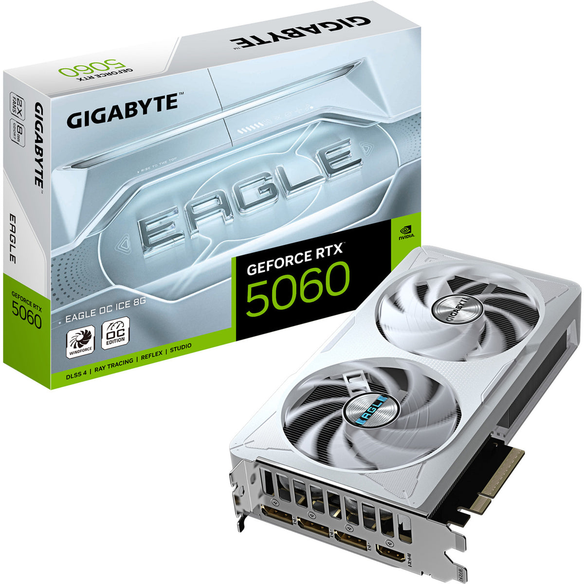 Gigabyte geforce rtx 5060 eagle oc ice 8g grafische kaart (3x displayport, 1x hdmi, dlss 4)