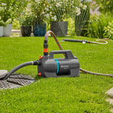 Gardena besproeiingspomp 5200 silent set met slang en aanzuigunit (donkergrijs turquoise, 09085-20 | pomp | 20 m slang | 3,5 m aanzuigunit)