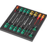 Wera 9710 schuimrubberen inzetstuk met schroevendraaiers set 1, 18‑delig (zwart grijs, in schuiminzet voor werkplaatswagen)
