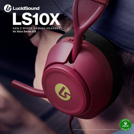 Powera lucidsound ls10x gen 2 bedrade gamingheadset voor xbox series x|s - robijn over-ear gaming headset (donkerrood, xbox series x|s, xbox one, pc)