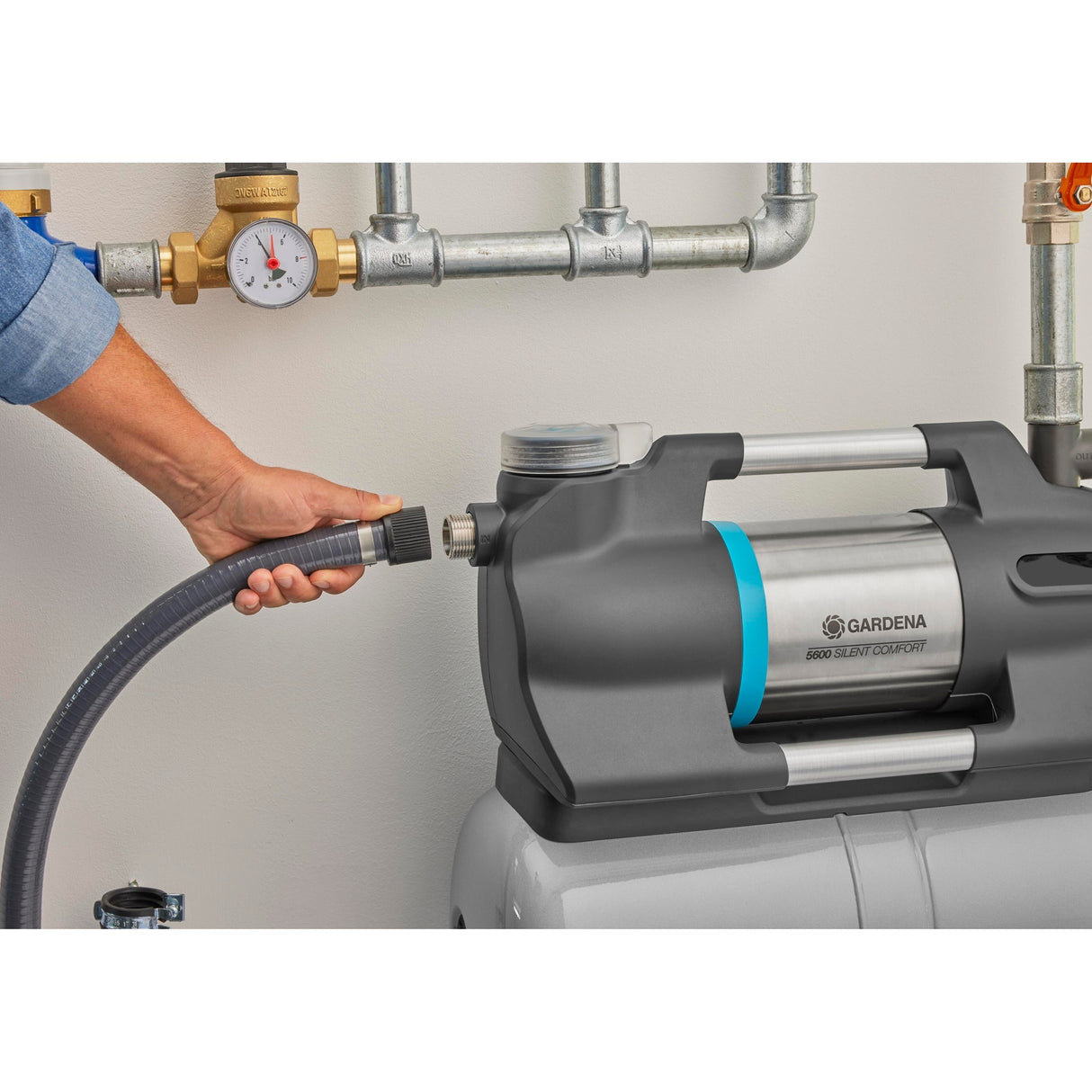 Gardena hydrofoorpomp 6300 silentcomfort (grijs roestvrij staal, bluetooth)