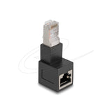 Delock rj45 plug to rj45 jack adapter cat.6a 90° downwards angled (zwart)