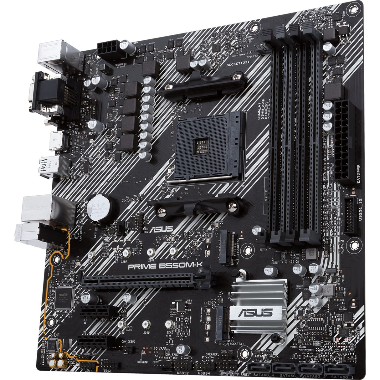 Asus prime b550m-k socket am4 moederbord (zwart wit, raid, gb-lan, sound, µatx)