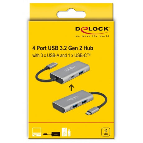 Delock external usb 3.2 gen 2 usb type-c hub usb-hub (grijs)