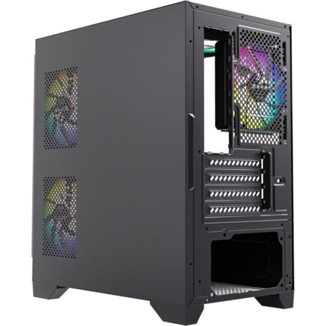 Xyz pc gear titanium view lite midi tower behuizing (zwart | 2x usb-a | tempered glass)