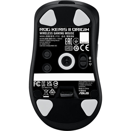Asus rog keris ii origin gaming mouse (zwart, 42.000 dpi, rgb, usb, 2.4ghz, bluetooth)