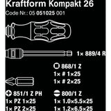Wera kraftform kompakt 26 met etui, 7‑delig bitset (zwart groen)