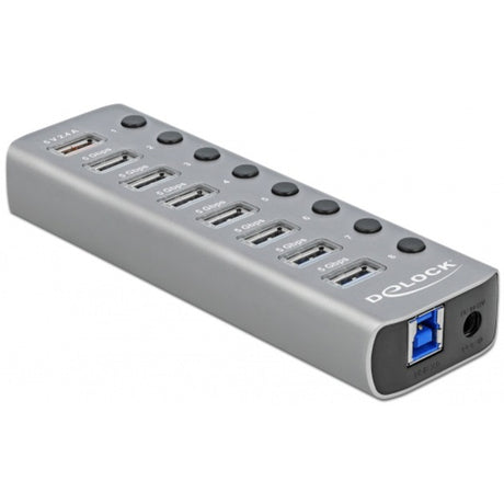 Delock usb 3.2 gen 1 hub met 7 poorten usb-hub (grijs)