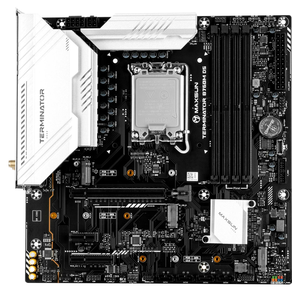 Maxsun ms-terminator b760m d5 wifi socket 1700 moederbord (zwart, raid, 2.5 gb-lan, wlan, bt, sound, µatx)