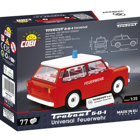 Cobi youngtimer collection - trabant 601 universal feuerwehr constructiespeelgoed (schaal 1:35)