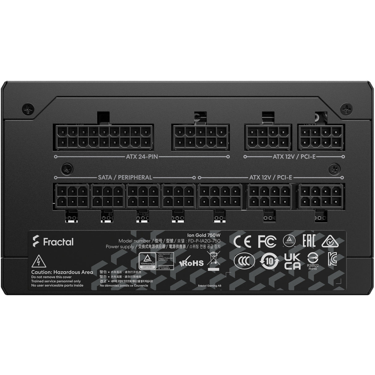 Fractal design ion gold 3 modulaire 750 watt voeding (zwart, 1x 12v-2x6, 3x pcie)