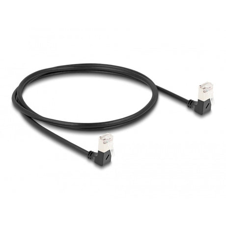 Delock rj45 network cable cat.6a s ftp slim 90° downwards downwards angled 1 m kabel (zwart)