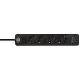 Brennenstuhl ecolor 4-voudige stekkerdoos met 2 usb-laadpoorten (meervoudige stekkerdoos usb c met schakelaar en 1,5m kabel)