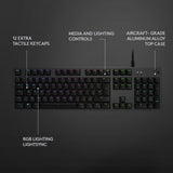 Logitech g512 carbon lightsync rgb mechanical gaming keyboard (zwart, us-international lay-out (qwerty), gx brown, 100%, rgb leds)