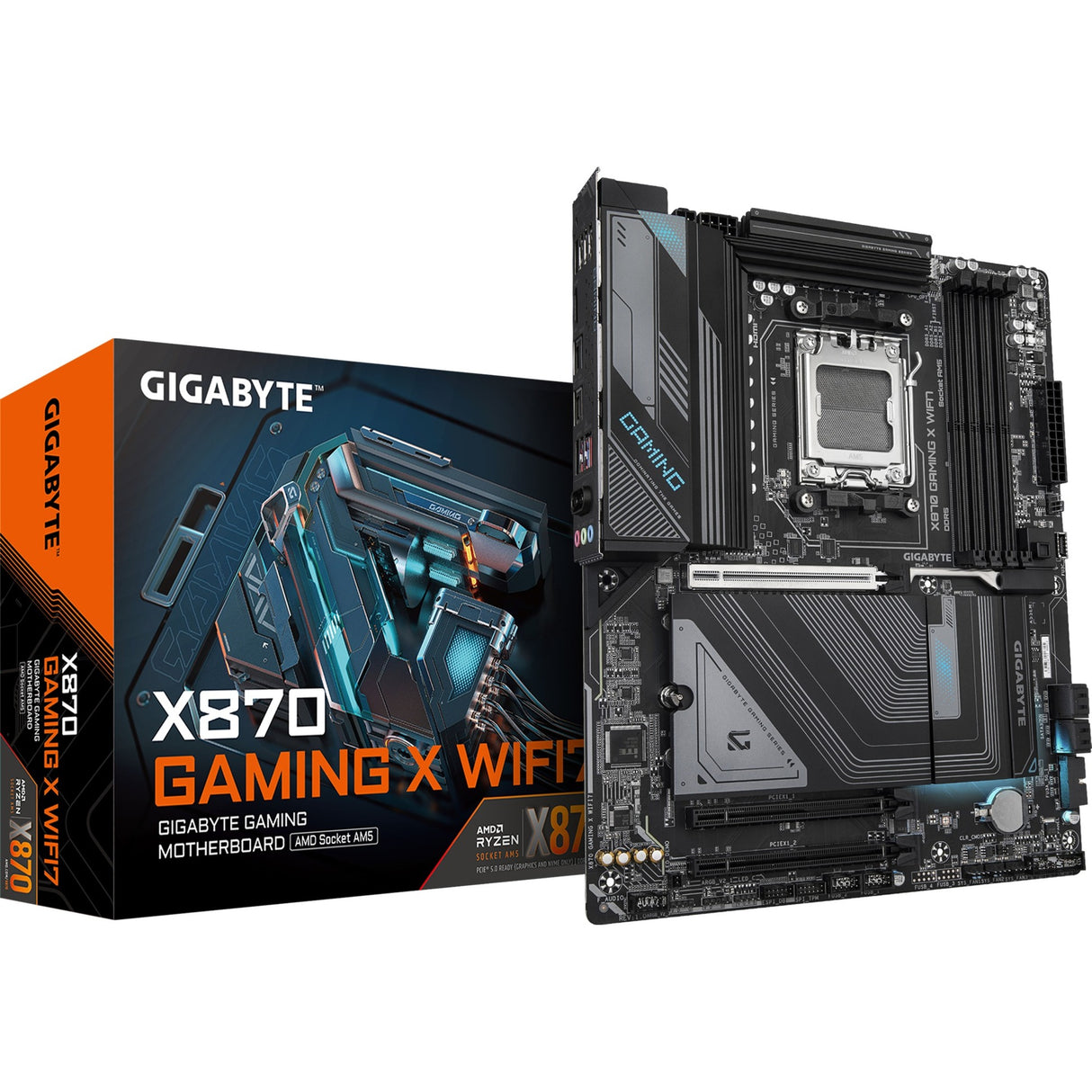 Gigabyte x870 gaming x wifi7 socket am5 moederbord (zwart grijs, raid, 2.5gb-lan, wi-fi 7, bt, sound, atx)