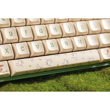 Iqunix f97 floral date rgb mechanisch gaming toetsenbord (groen, us lay-out (qwerty), gateron red, 96%, rgb leds, hot-swappable, pbt, 2.4ghz | bluetooth 5.1 | usb-c)