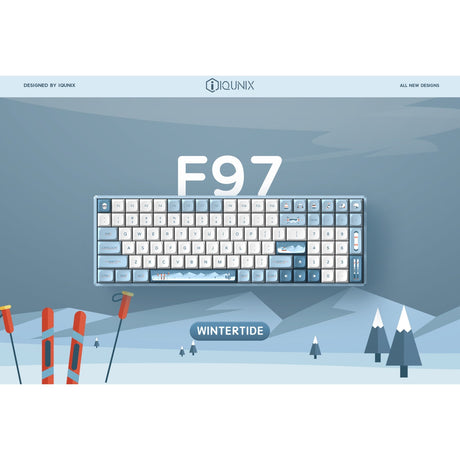 Iqunix f97 wintertide wireless mechanical keyboard (lichtblauw, us lay-out (qwerty), cherry mx brown, 96%, rgb leds, hot-swappable, pbt, 2.4ghz | bluetooth 5.1 | usb-c)