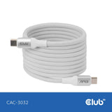 Club 3d magnetische usb‑c kabel (wit, 2 meter)