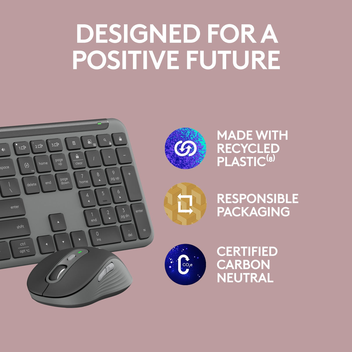 Logitech mk950 signature slim draadloze desktopset (grafiet, us-international lay-out (qwerty), 400 - 4000 dpi)