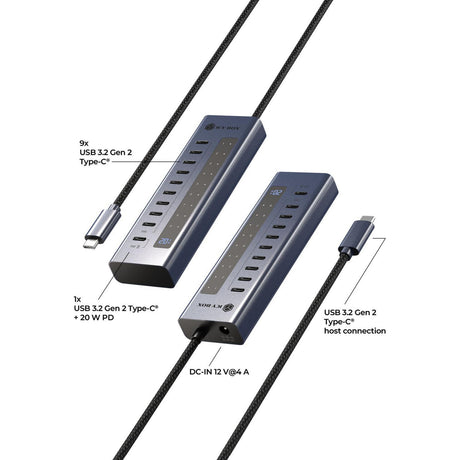 Icy box ib-hub1450-c31 usb-hub (antraciet)