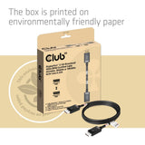 Club 3d displayport 2.1 vesa dp80 gecertificeerde kabel male-male (zwart, 1,6 meter, 8k 240hz, 10k 60hz, 80gbps)