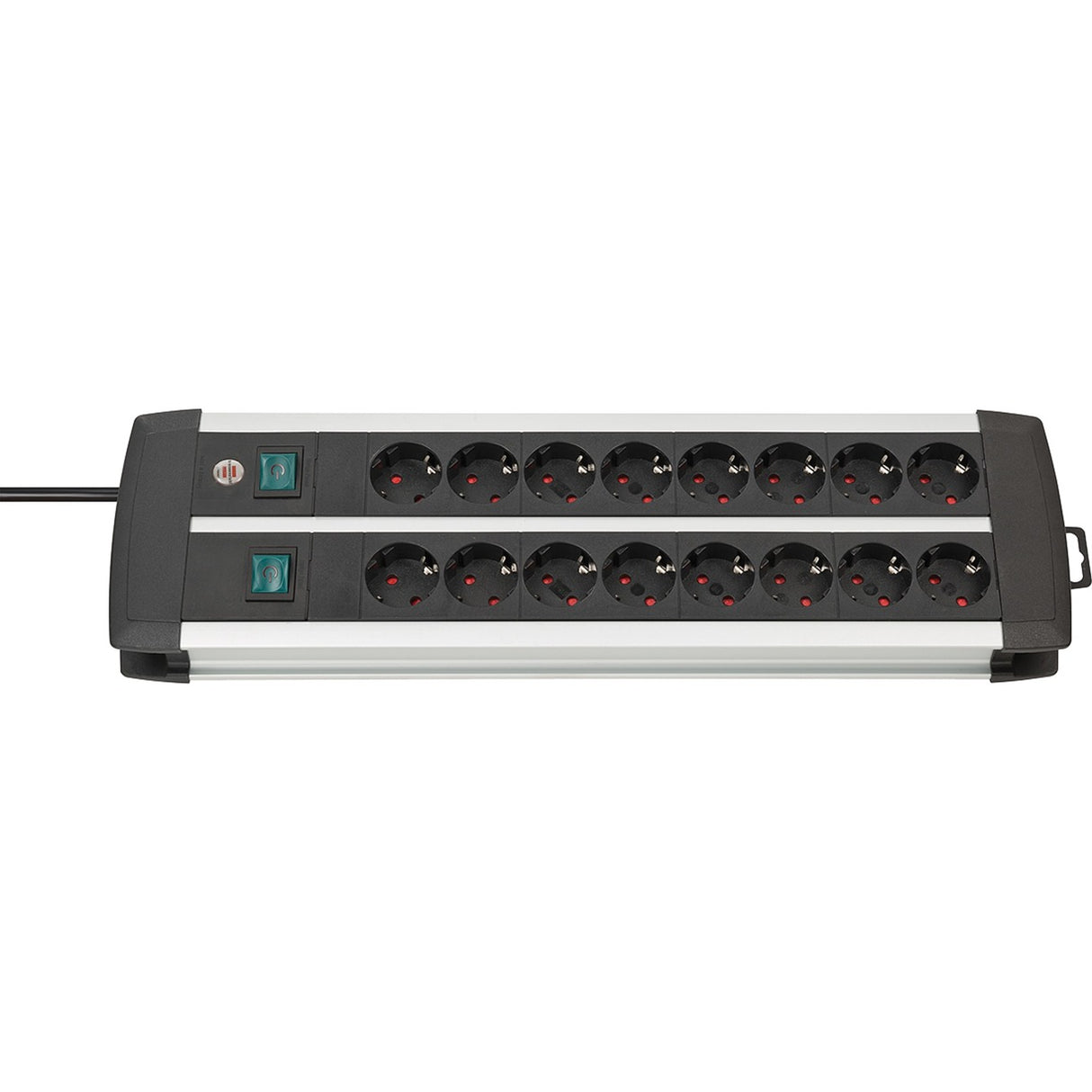 Brennenstuhl premium-alu-line techniek stekkerdoos duo 16-voudig stekkerdoos (zwart zilver, 3 meter)