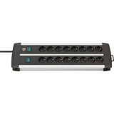 Brennenstuhl premium-alu-line techniek stekkerdoos duo 16-voudig stekkerdoos (zwart zilver, 3 meter)