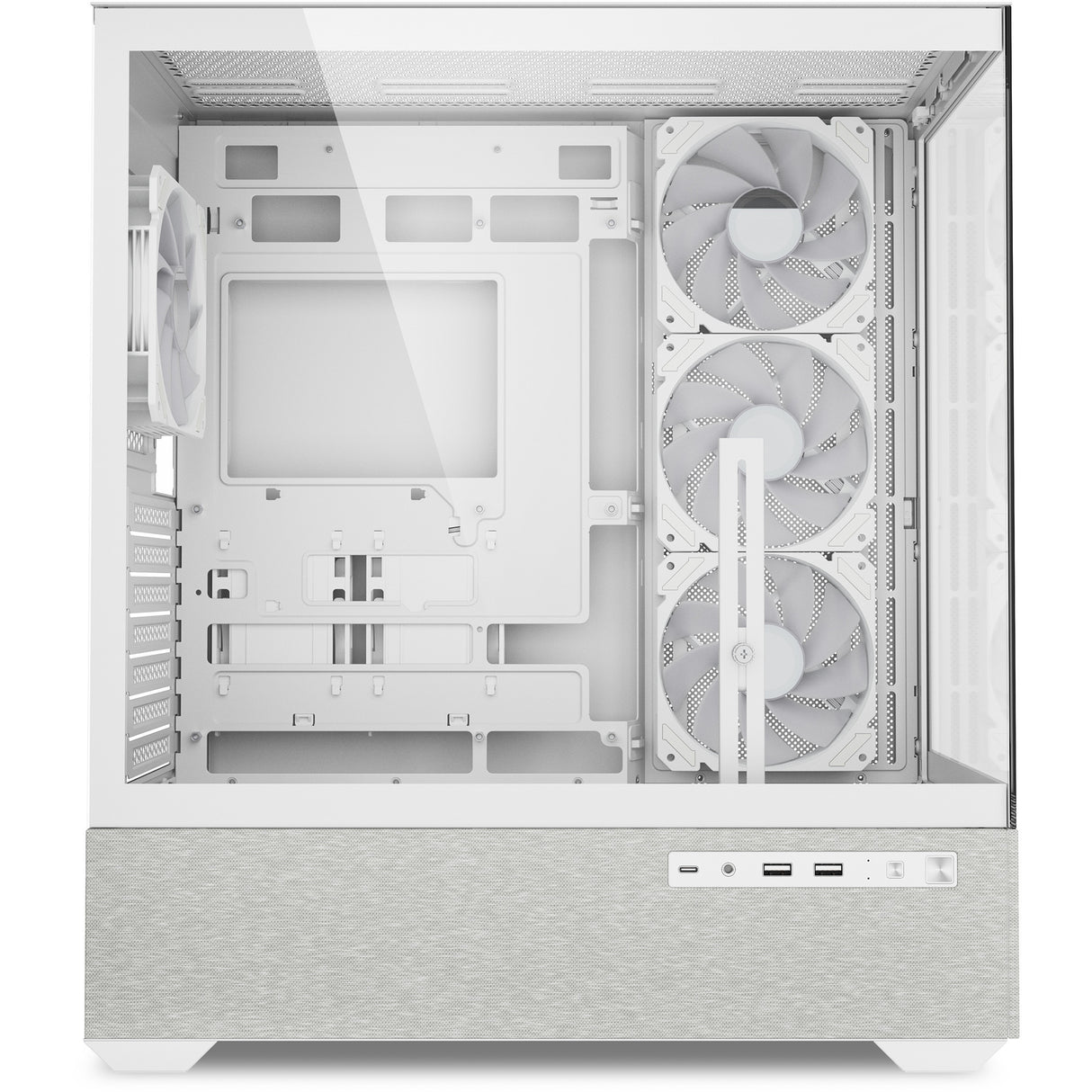 Sharkoon ak7 argb midi tower behuizing (wit | 2x usb-a | 1x usb-c | rgb | tempered glass)
