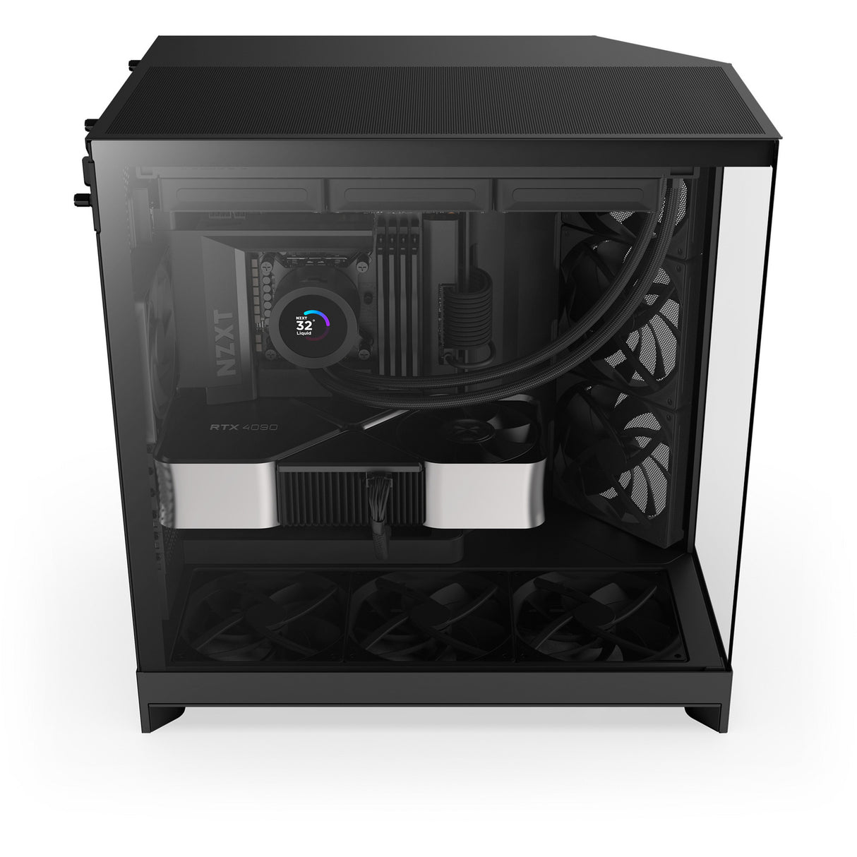 Nzxt h9 flow midi tower behuizing (zwart (mat) | 2x usb-a | 1x usb-c | tempered glass)