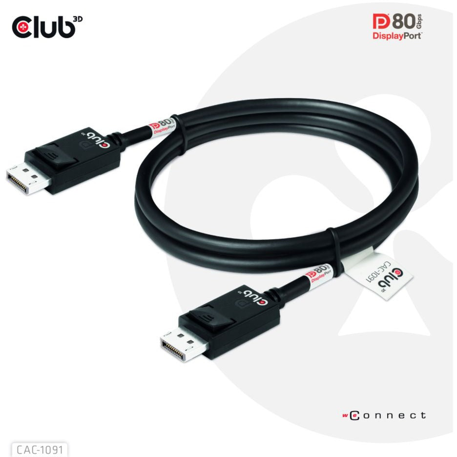 Club 3d gecertificeerde displayport 2.1 kabel (zwart, 1,2 meter, 8k)