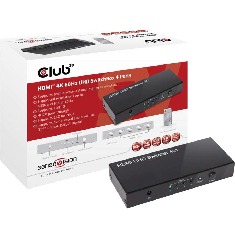 Club 3d hdmi switch 2.0 uhd (zwart)