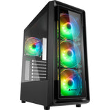 Sharkoon tk4 rgb midi tower behuizing (zwart | 4x usb-a | rgb | tempered glass)