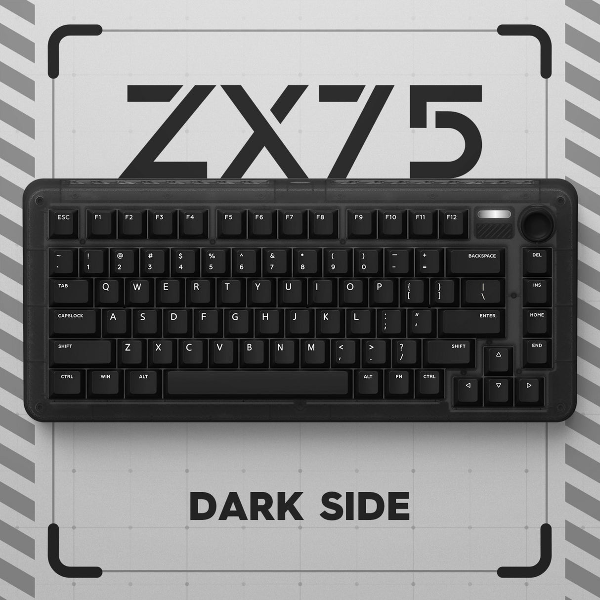 Iqunix zx75 dark side wireless mechanical keyboard (zwart, us lay-out (qwerty), cherry mx red, 75%, rgb leds, hot-swappable, double-shot pbt, 2.4ghz | bluetooth 5.1 | usb-c)