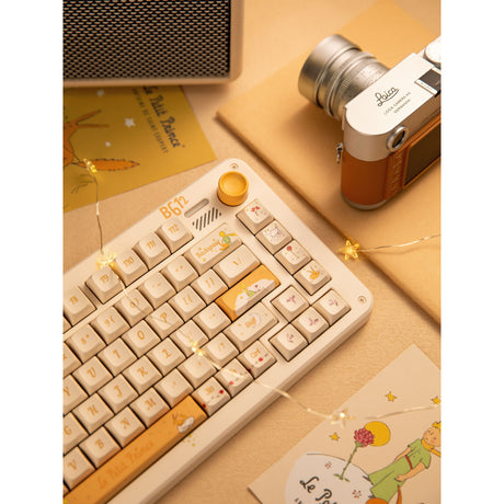 Iqunix zx75 sunset ponder wireless mechanical keyboard (lichtgeel, us lay-out (qwerty), iqunix silent rose, 75%, rgb leds, hot-swappable, double-shot pbt, 2.4ghz | bluetooth 5.1 | usb-c)