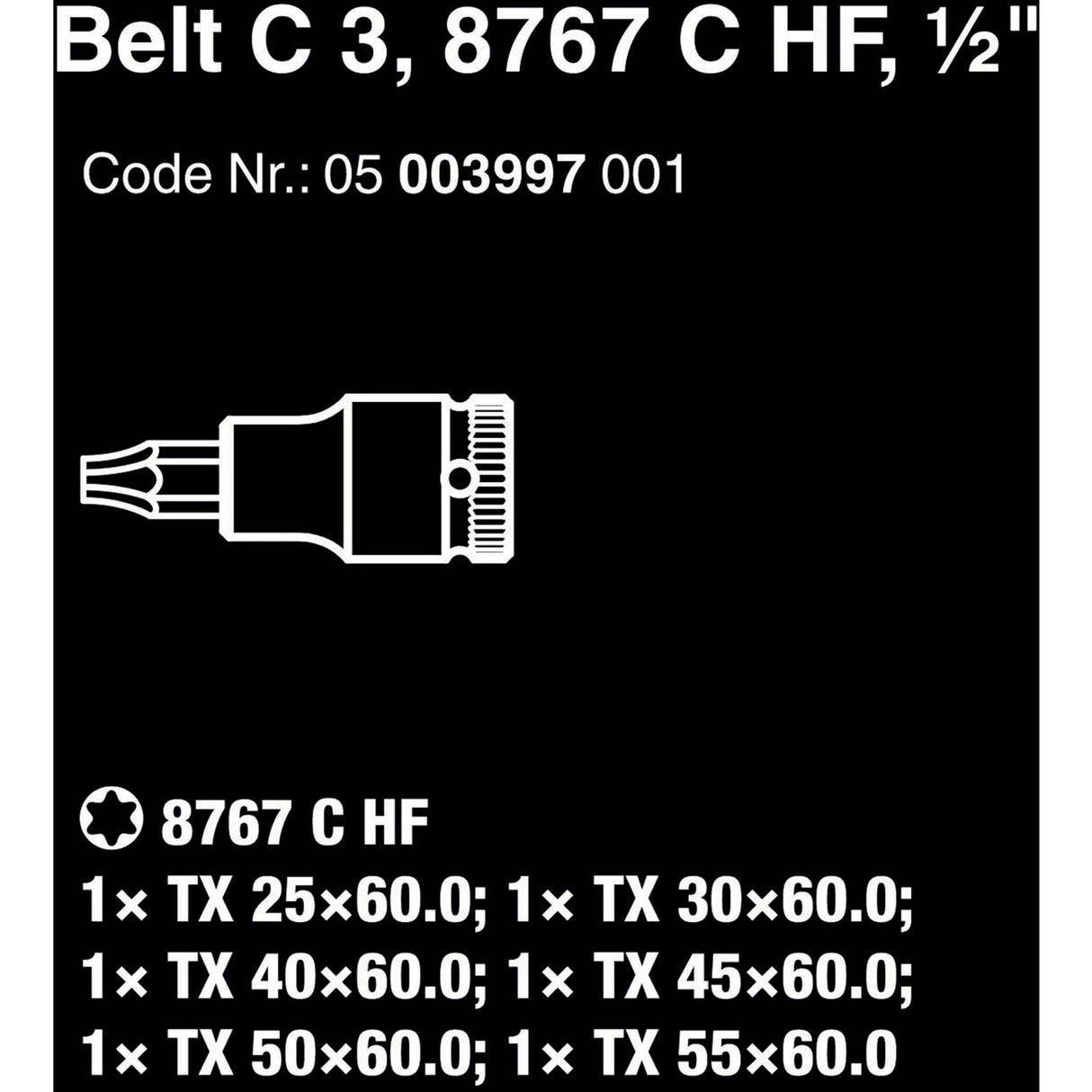 Wera belt c 3 zyklop doppenset, 1 2 dopsleutel (zwart, 6-delig, met vasthoudfunctie)