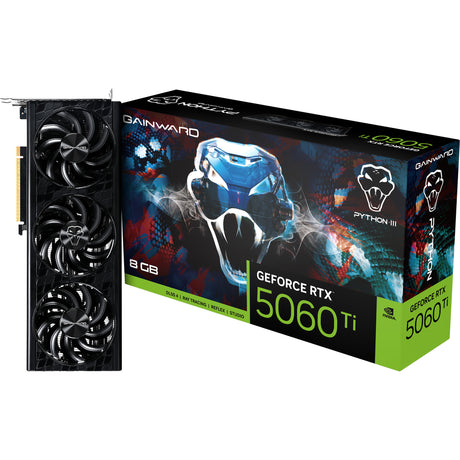 Gainward geforce rtx 5060 ti python iii 8gb grafische kaart (3x displayport, 1x hdmi 2.1, dlss 4)