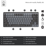 Logitech mx mechanical mini, toetsenbord (zwart grijs, us-international, gl tactile, bluetooth low energy)