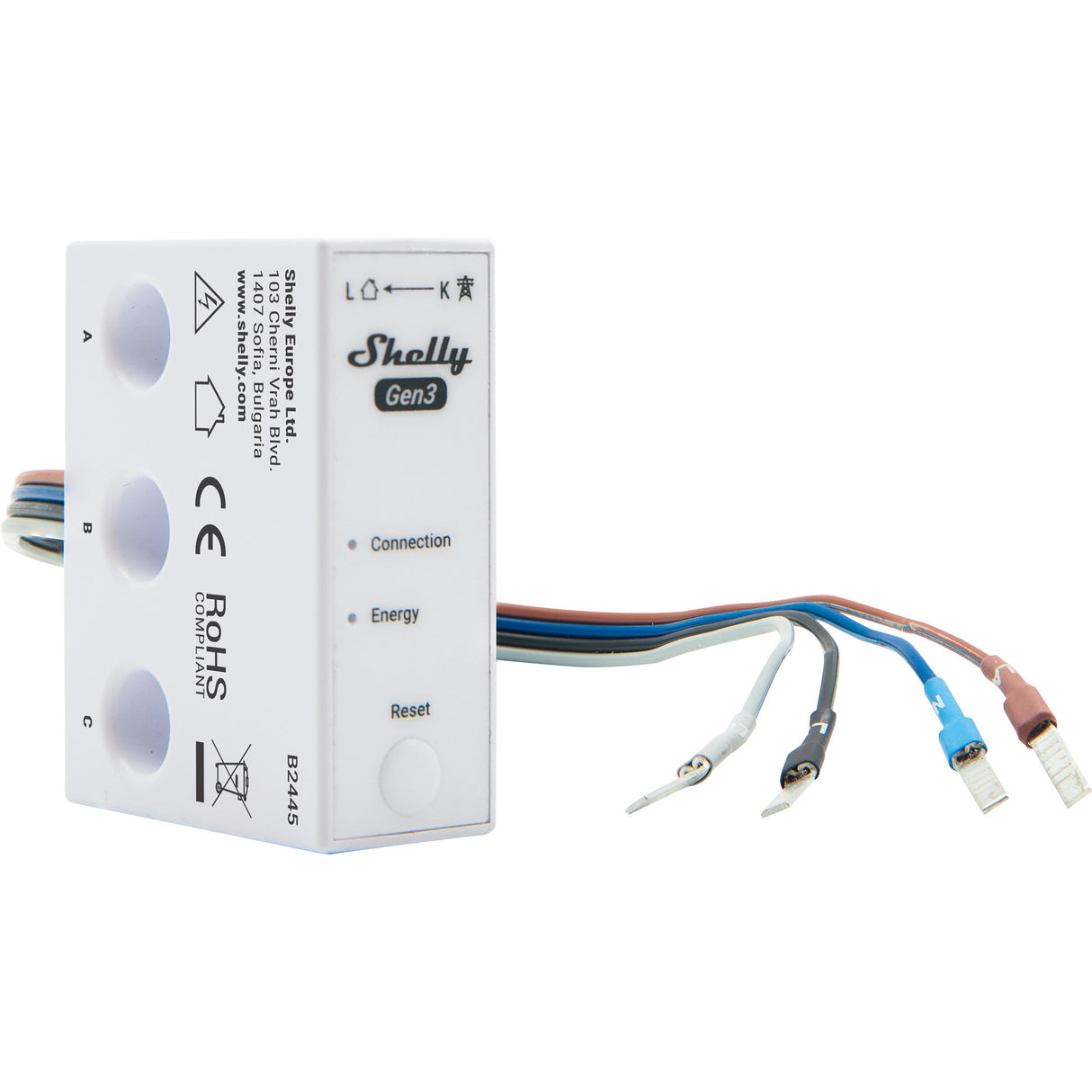 Shelly energiemeter 3em-63w gen3 voor energiebeheer in smart