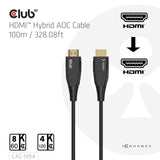 Club 3d actieve optische hdmi kabel (zwart, 100 meter)