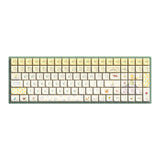 Iqunix f97 floral date rgb mechanisch gaming toetsenbord (groen, us lay-out (qwerty), gateron red, 96%, rgb leds, hot-swappable, pbt, 2.4ghz | bluetooth 5.1 | usb-c)