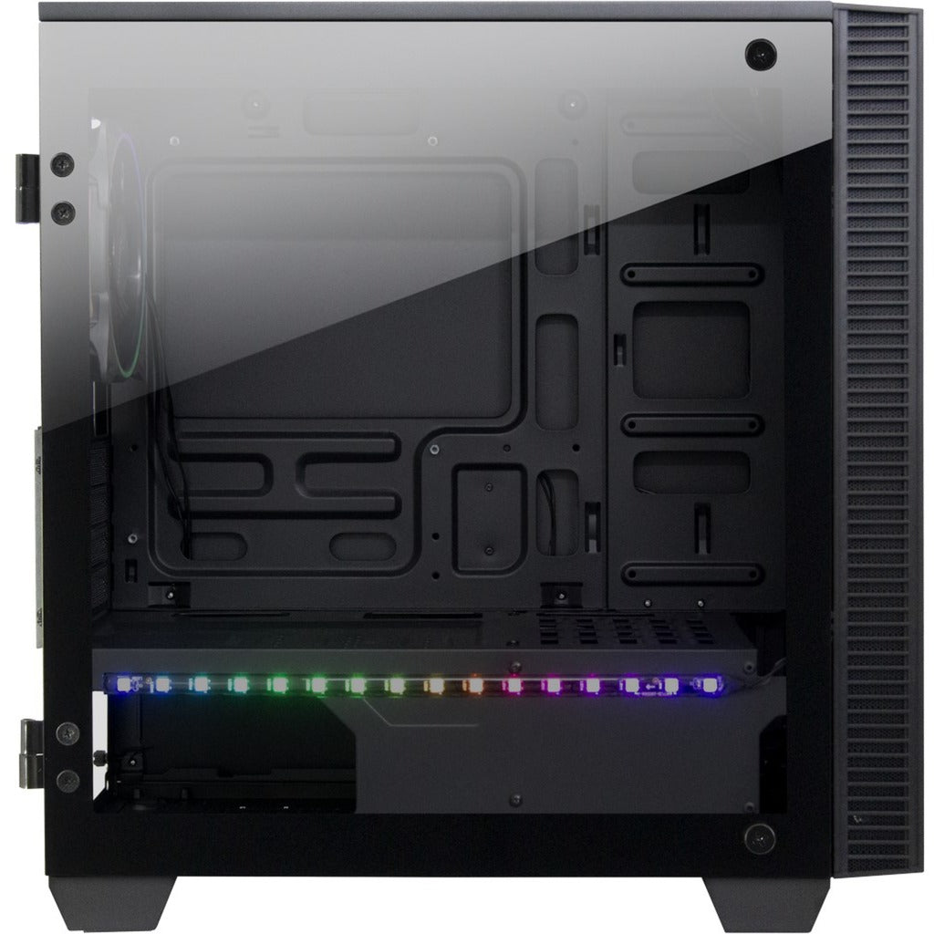 Inter-tech x-608 infinity micro midi tower behuizing (zwart | 1x usb-a | 1x usb-c | rgb | window)