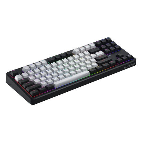Hator rockfall 3 tkl wireless rgb mechanisch gaming toetsenbord (zwart, us lay-out (qwerty), 80% (tkl), rgb, pbt keycaps, hotswap, 2.4 ghz bluetooth usb-c)