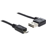 Delock usb 2.0 male left right > micro-b, 3m kabel (zwart, 83384)